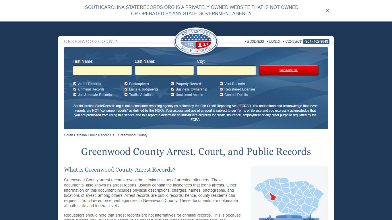 Greenwood County Arrest, Court, and Public Records