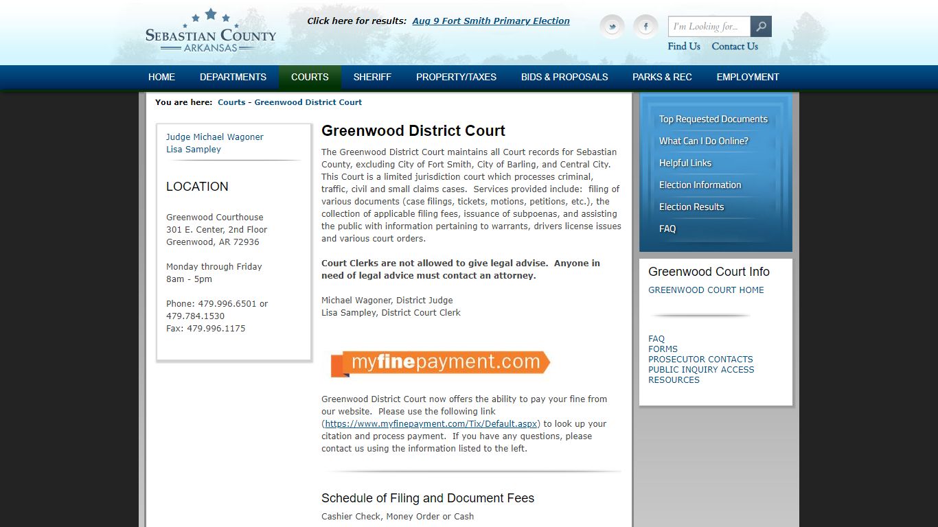 Sebastian County Government > Courts > Greenwood District ...